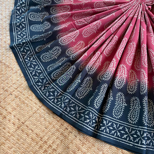 Mul Mul Cotton saree, Hand Block Printed, Pink