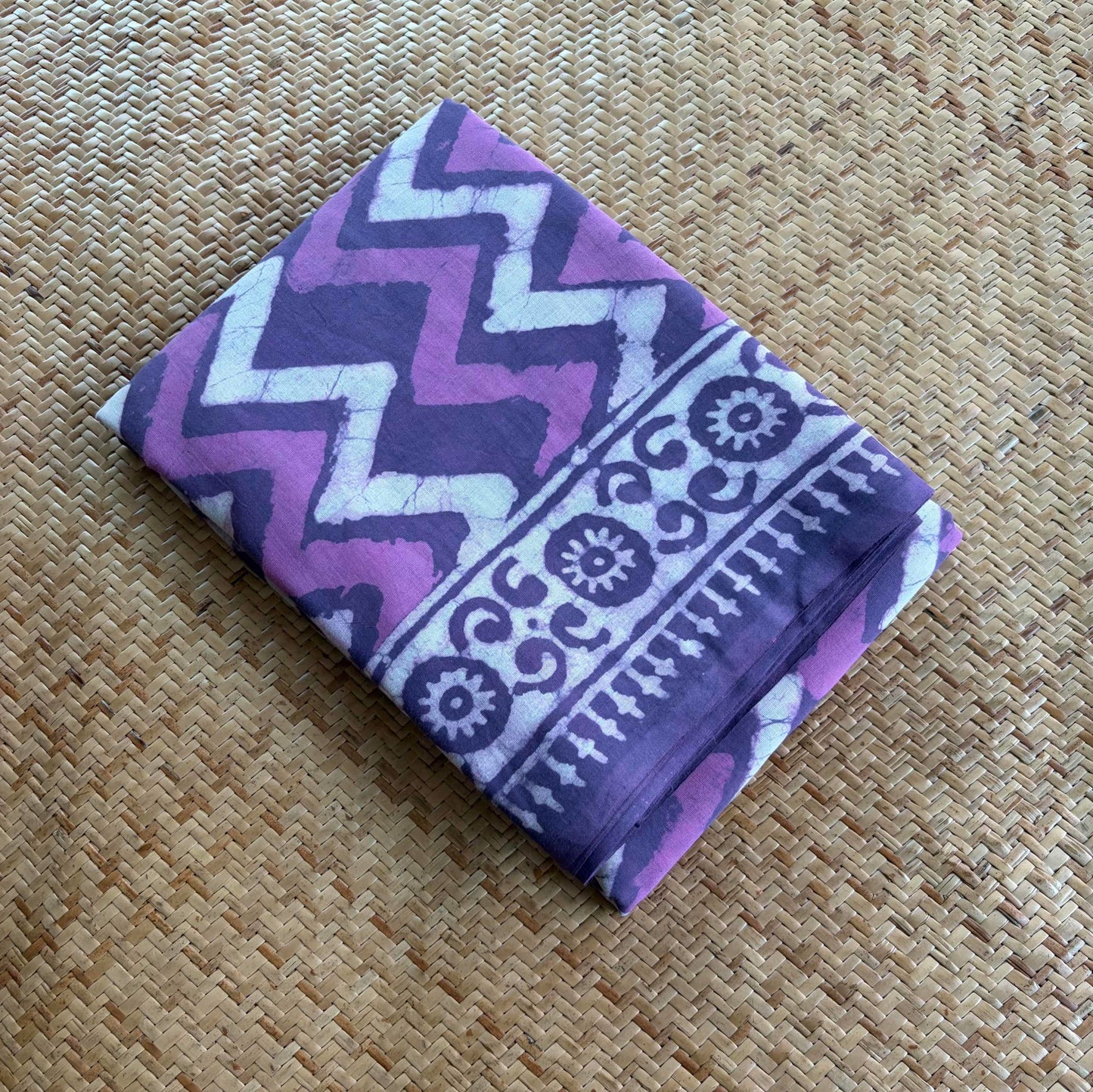 Mul Mul Cotton saree, Hand Block Printed, Purple