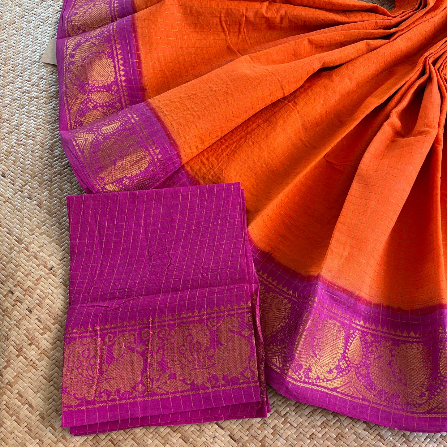 Orange , Zari Kattam Sungudi