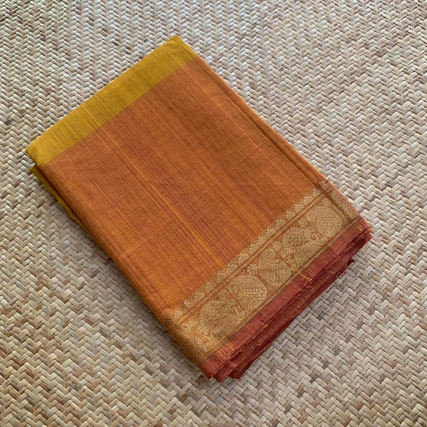 Mustard, Hand Woven Cotton Saree