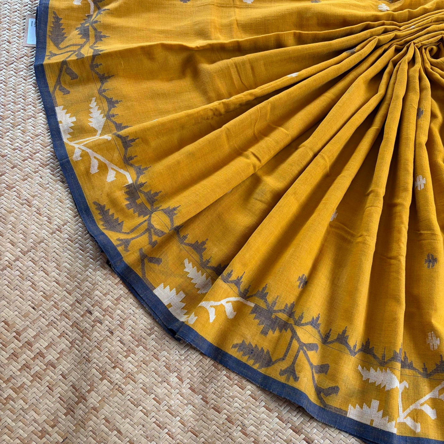 Mustard , Handwoven Jamdani Soft cotton Saree