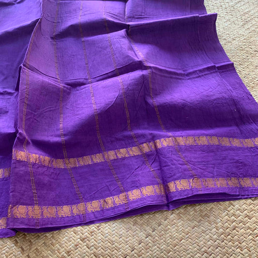 Purple, Zari Annam Rettai Pettu Border , Clamp dyed (Kattu sayam).