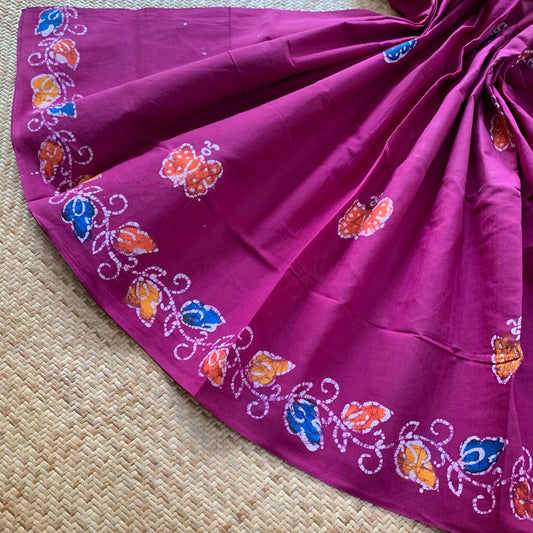 Purple Wax Acrylic Print Sungudi Saree