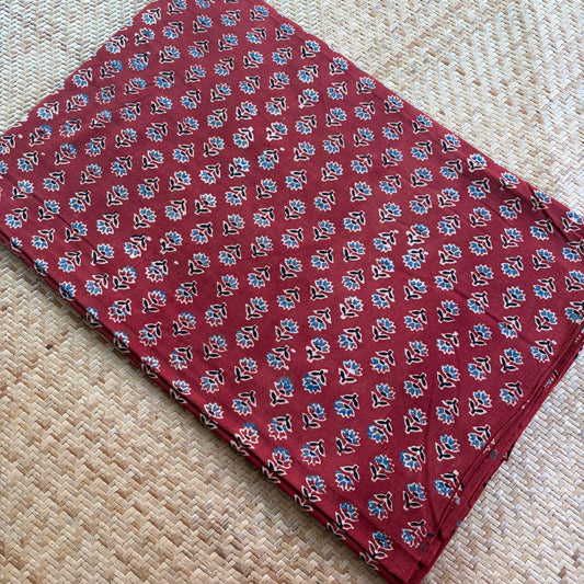 Ajrak Cotton Running Fabric, Red