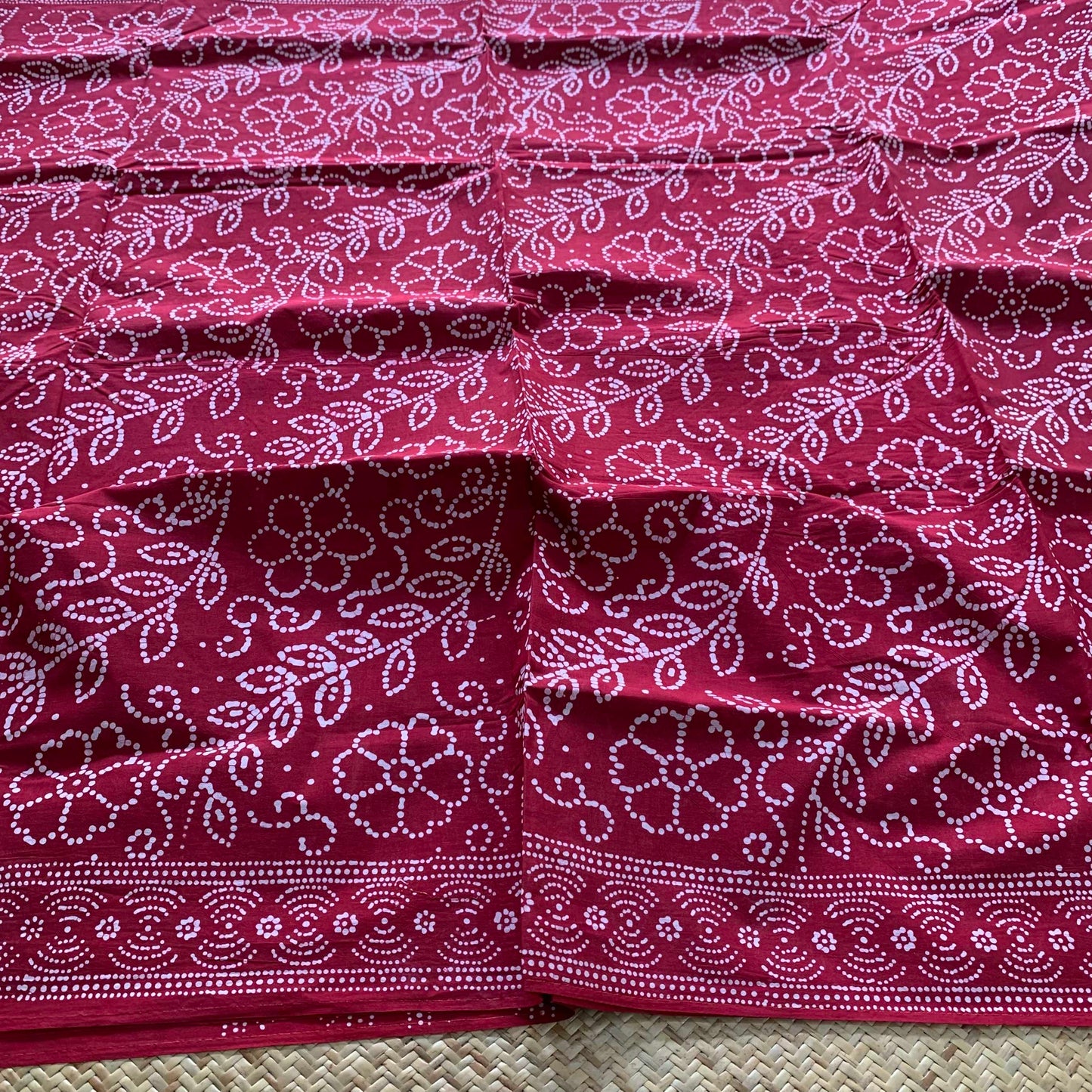 Pink Wax Print Sungudi Saree