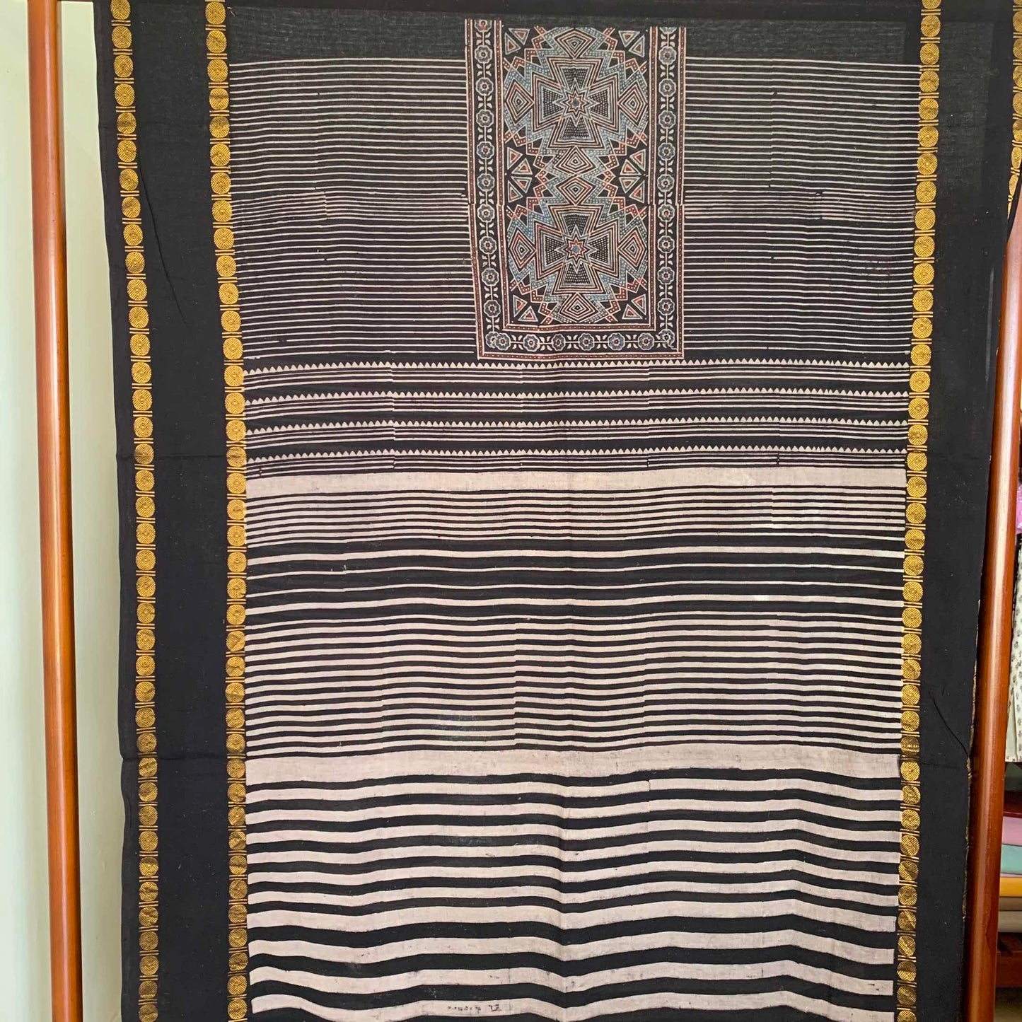 Ajrak Sungudi 2 Piece Salwar Suit Material, Black