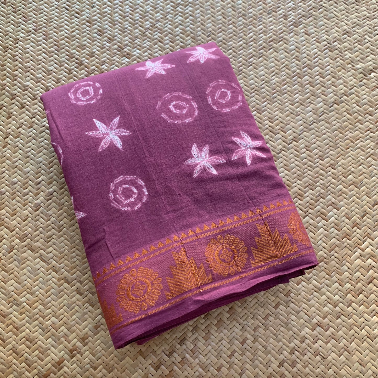 Purple, Hand Crafted Shibori Sungudi Cotton Saree