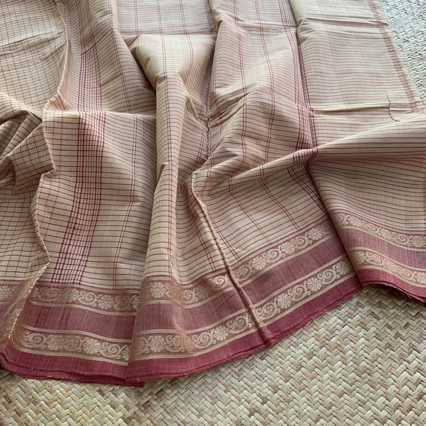 Sandal, Hand Woven Cotton Saree