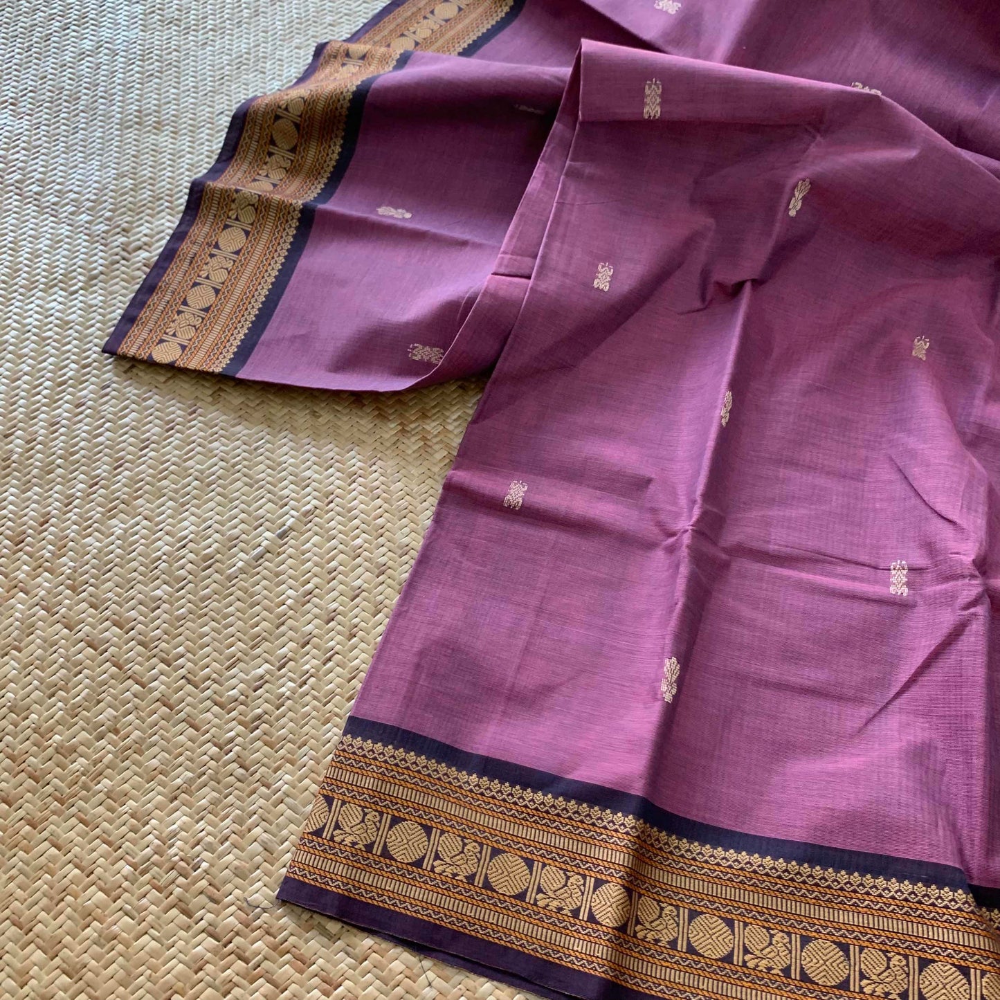 Purple with purple Thread Border, Chettinadu Cotton Saree