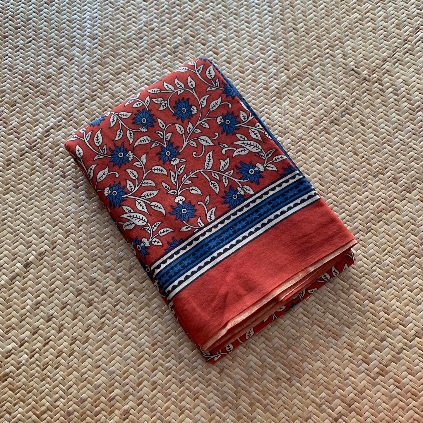 Mul Mul Cotton saree, Bagru Hand Block Printed, Maroon