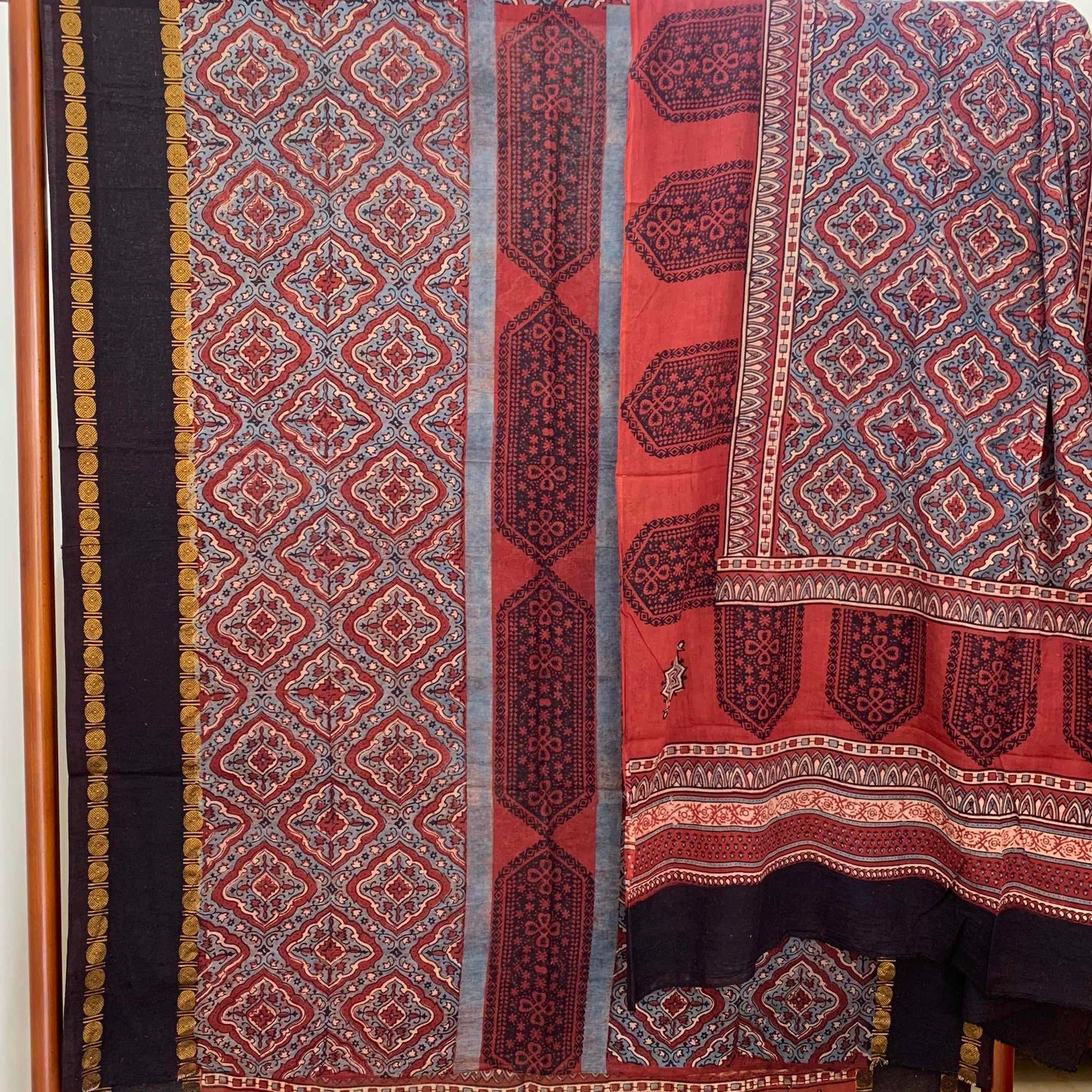 Ajrak Sungudi 2 Piece Salwar Suit Material, Red