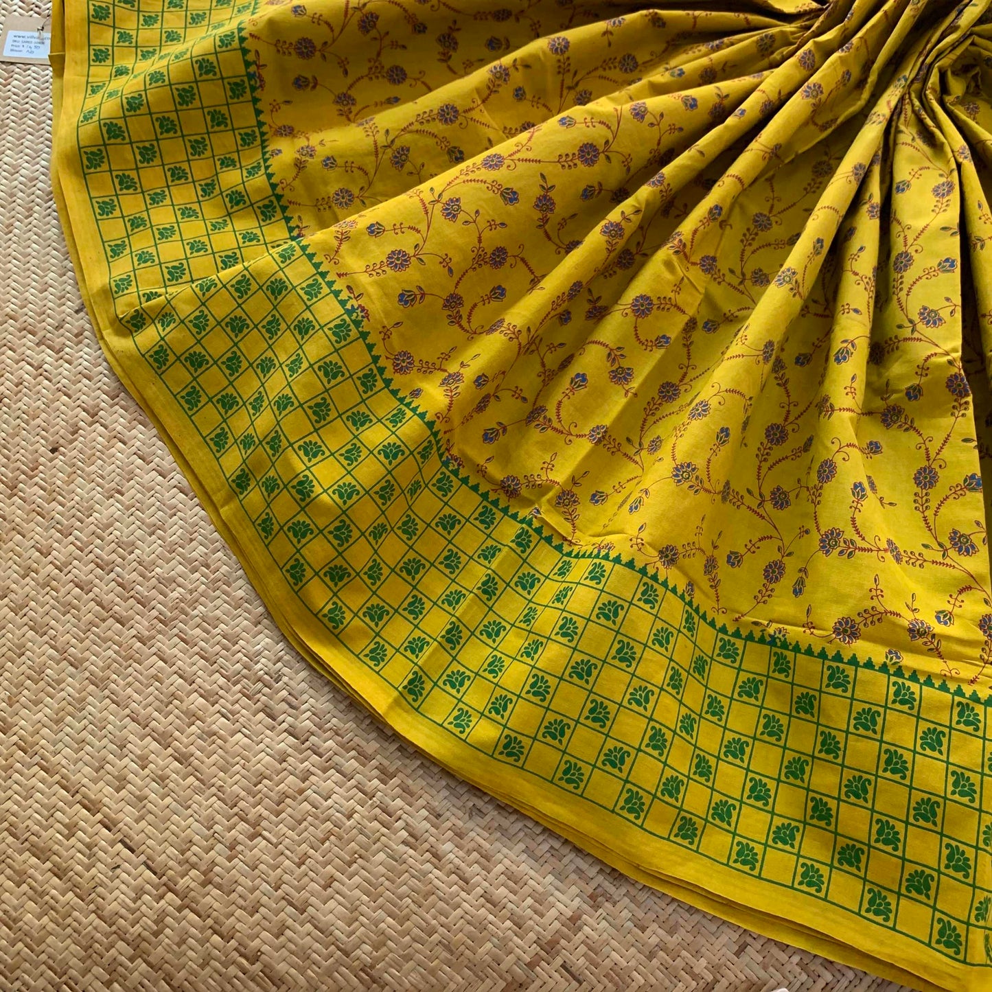 Mustard Print Sungudi Saree