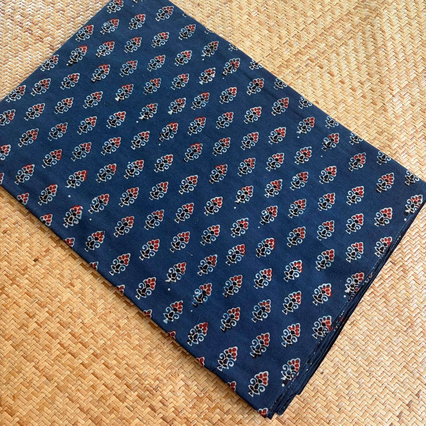 Ajrak Cotton Running Fabric, Blue