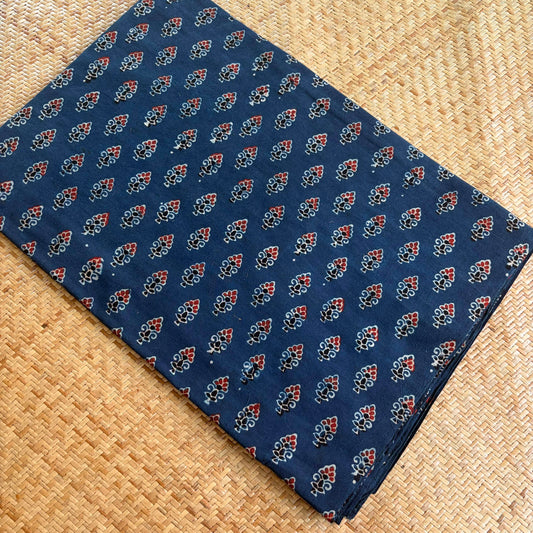 Ajrak Cotton Running Fabric, Blue