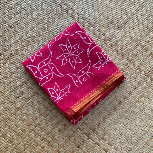 Pink Wax Printed Kolam, Cotton Blouse piece