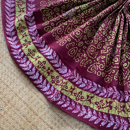 Brown Wax Print Sungudi Saree