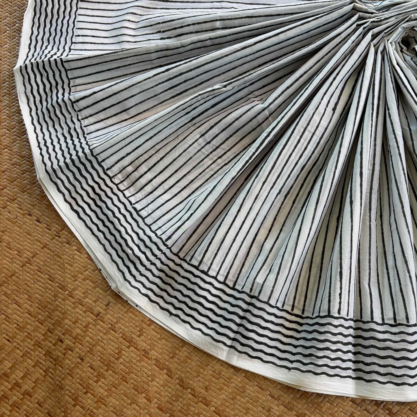 Mul Mul Cotton saree, Hand Block Printed, White
