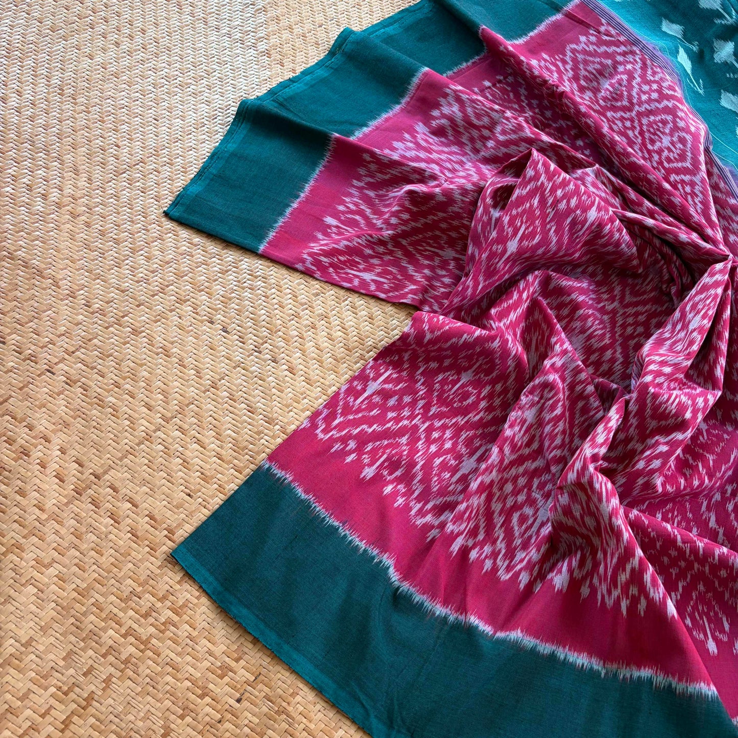 Pink, Pochambally Ikkat Hand Woven Cotton Saree