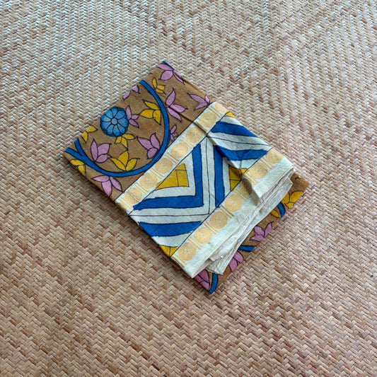 Mustard Floral, Kalamkari Hand Painted on a Madurai Sungudi Cotton 1.20METER FABRIC