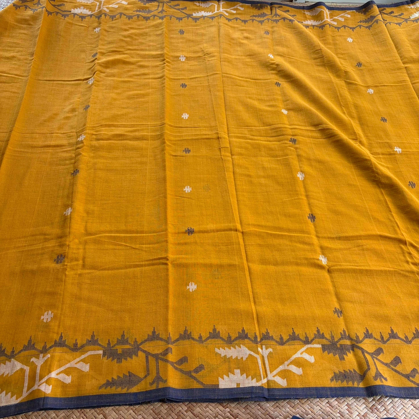 Mustard , Handwoven Jamdani Soft cotton Saree