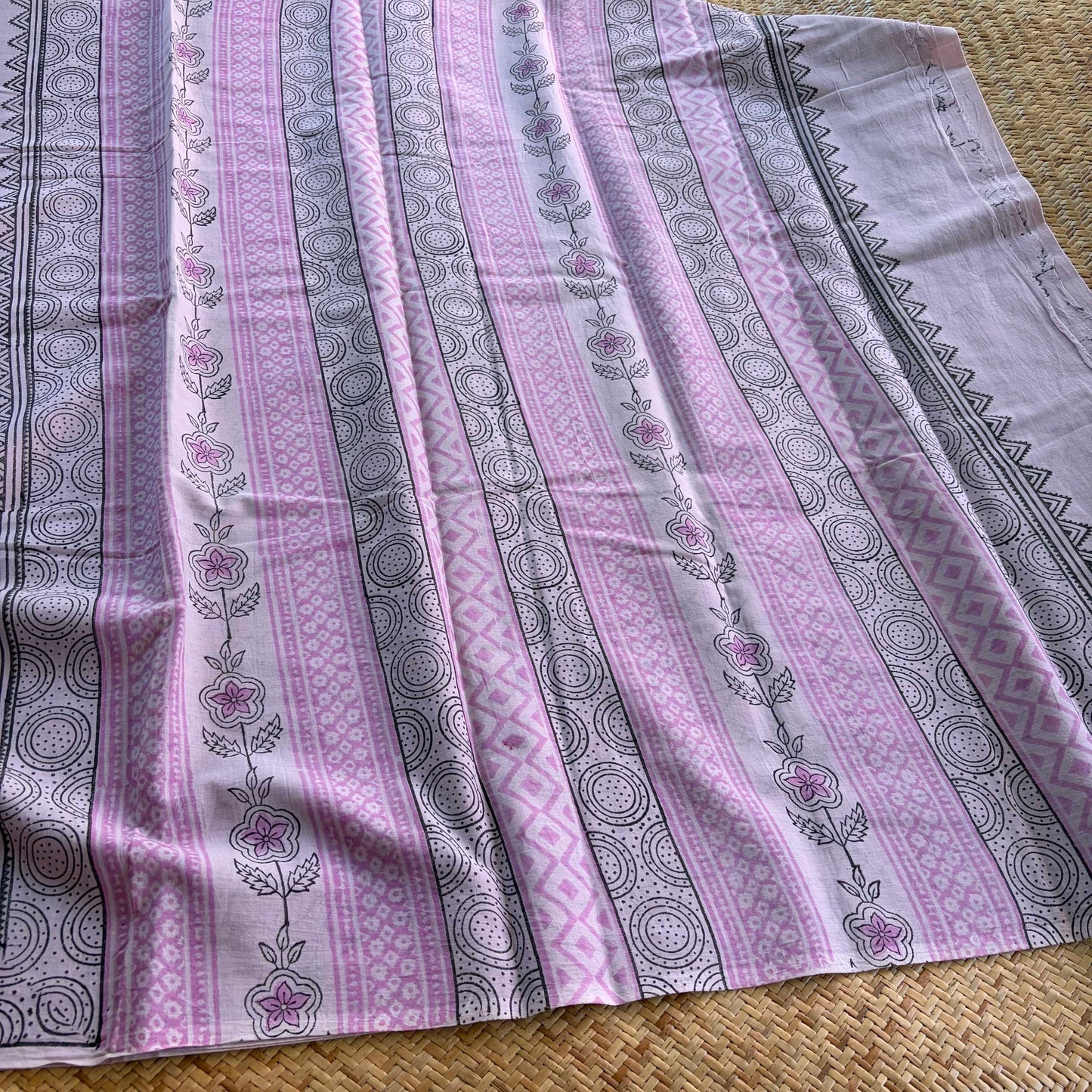 Mul Mul Cotton saree, Hand Block Printed, Lavender