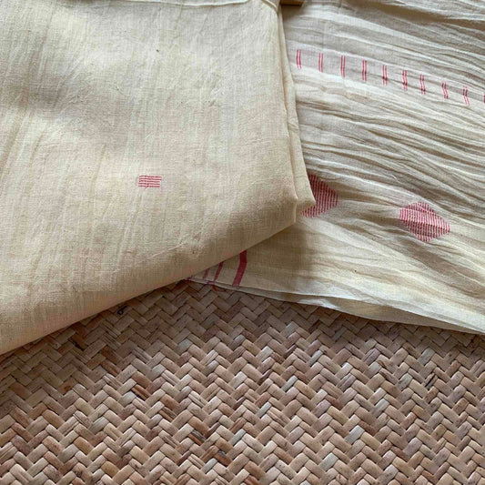 Sandal, Jamdani Cotton Handloom, Dupatta