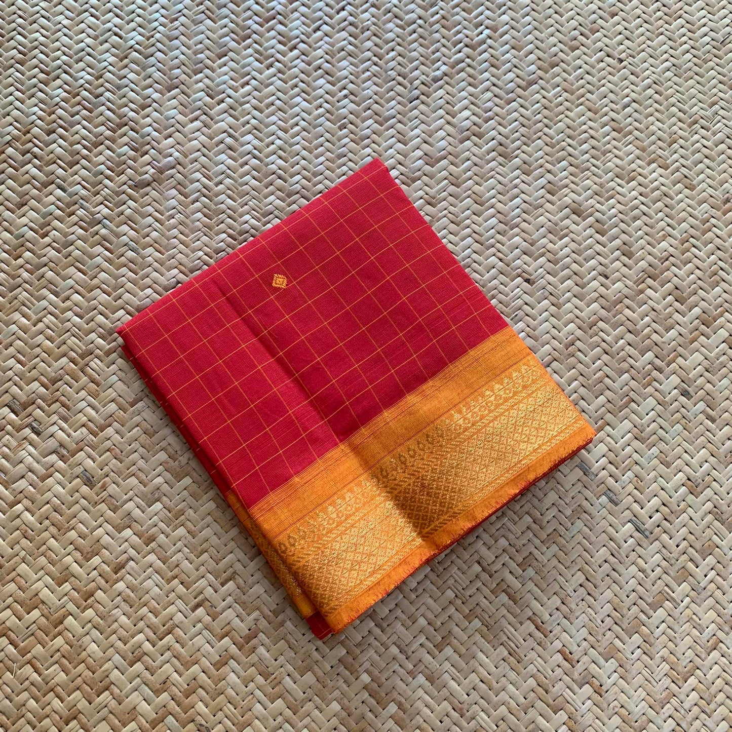 Red With Orange, Cotton Blouse piece