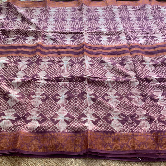 Mauve, Hand Crafted Shibori Sungudi Cotton Saree