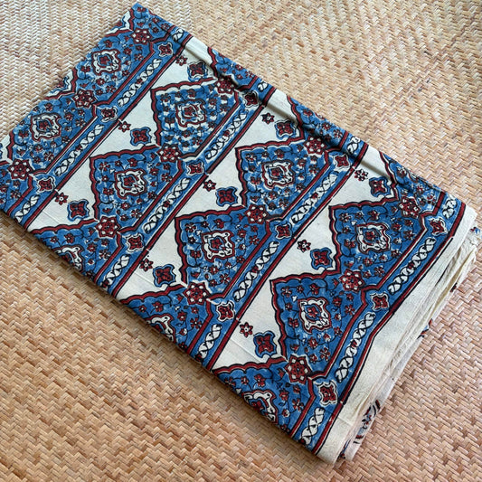 Ajrak Cotton Running Fabric, white