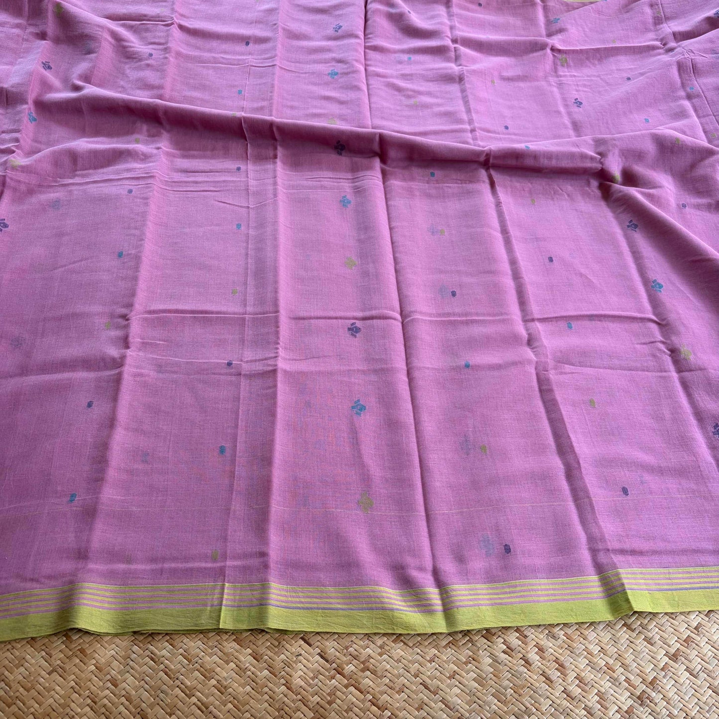 Dusty Pink Handwoven Jamdani Soft cotton Saree