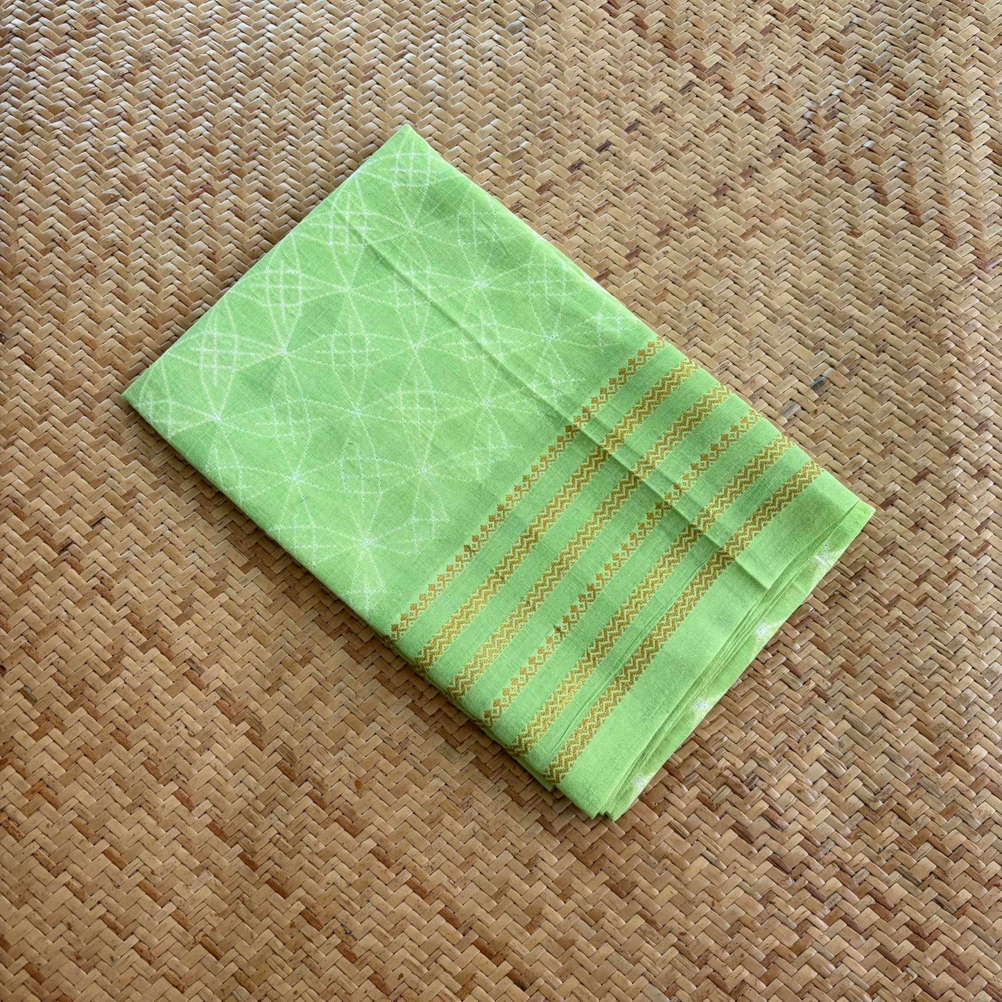 Green, Hand Crafted Nui Shibori Sungudi Cotton Blouse Piece