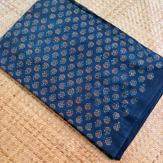 Ajrak Cotton Running Fabric, Blue