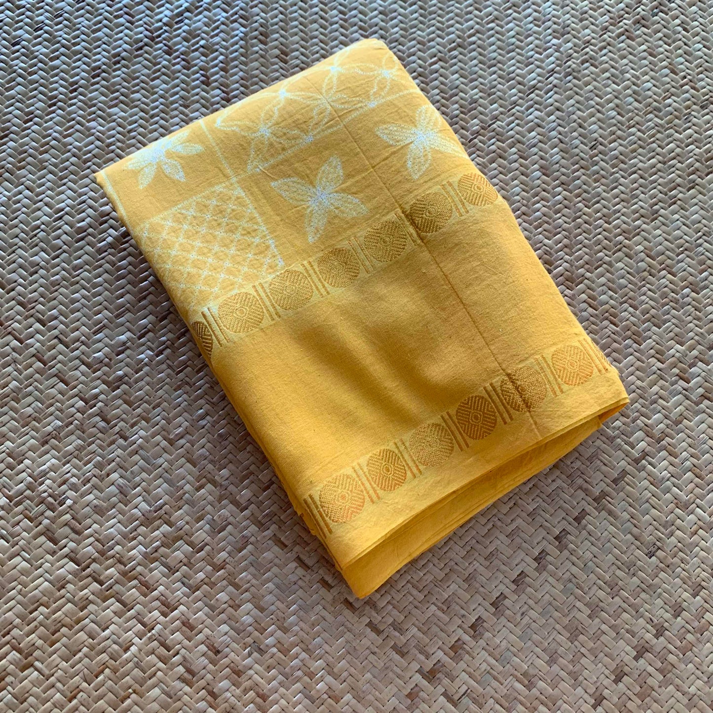 Frames - Yellow, Hand Crafted Shibori Sungudi Cotton Saree