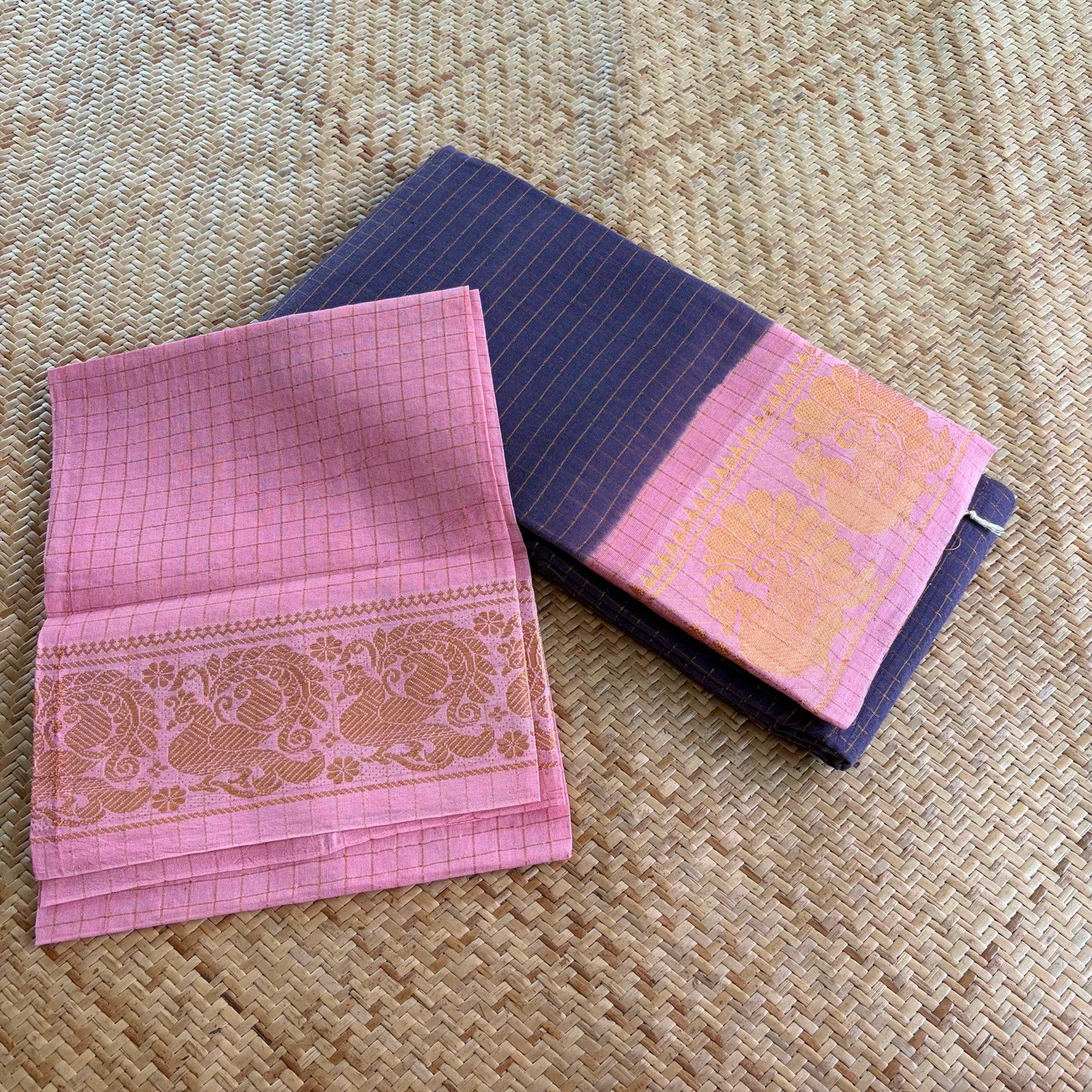 Grey Purple , Zari Kattam Sungudi