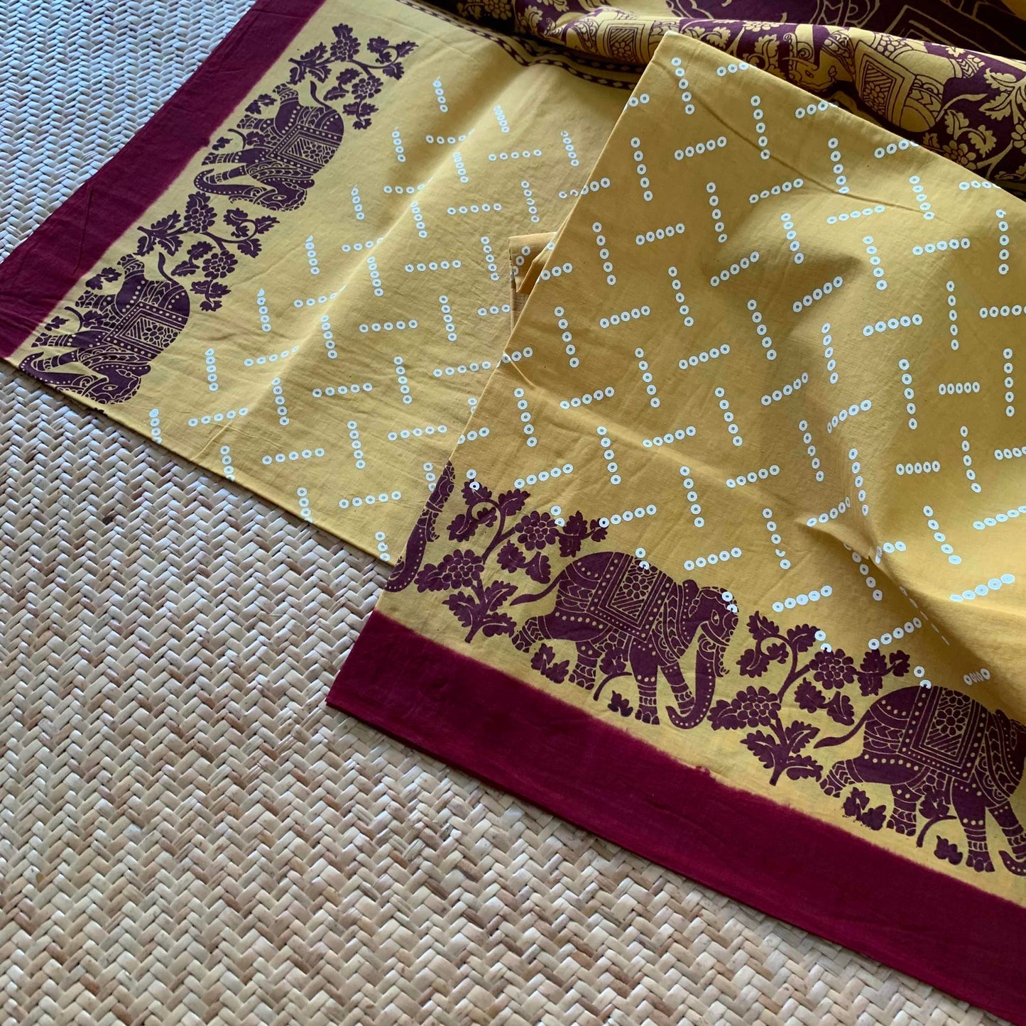 Sungudi print,Mustard