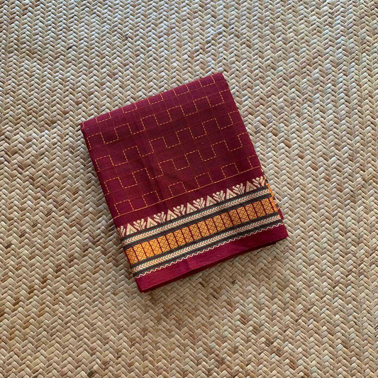 Dark Maroon, Chettinad Cotton Blouse piece
