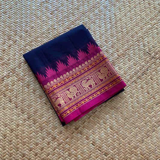 Navy, Chettinad Cotton Blouse piece