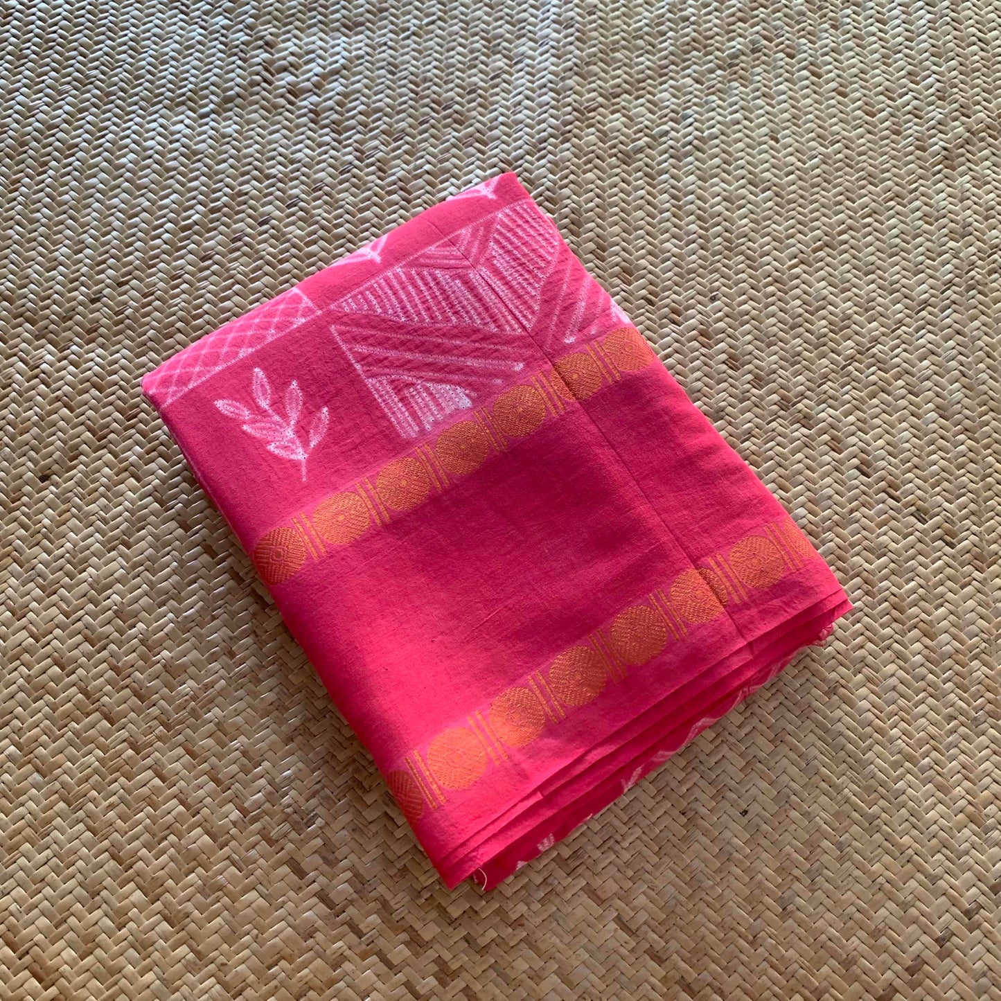 Frames - Pink , Hand Crafted Shibori Sungudi Cotton Saree