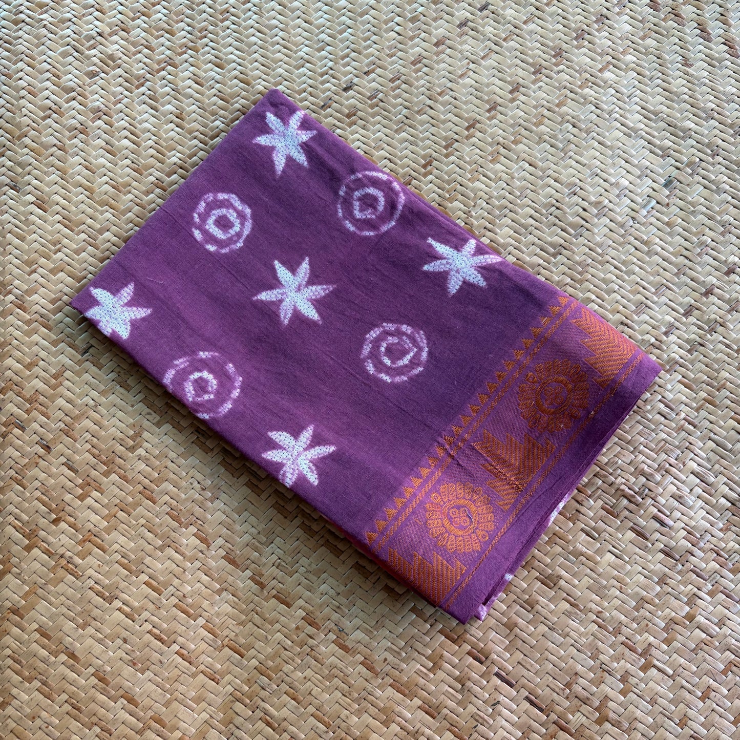 Purple, Hand Crafted Nui Shibori Sungudi Cotton Blouse Piece