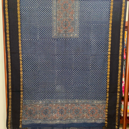 Ajrak Sungudi 2 Piece Salwar Suit Material, Blue