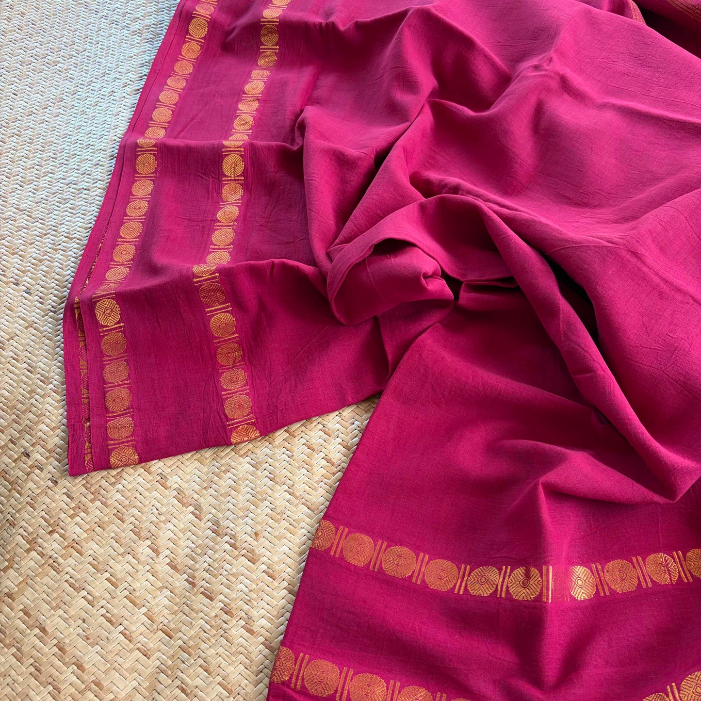 Araku Saree With Running Blouse , Zari Rudraksham Rettai Pettu Border , Clamp dyed (Kattu sayam)