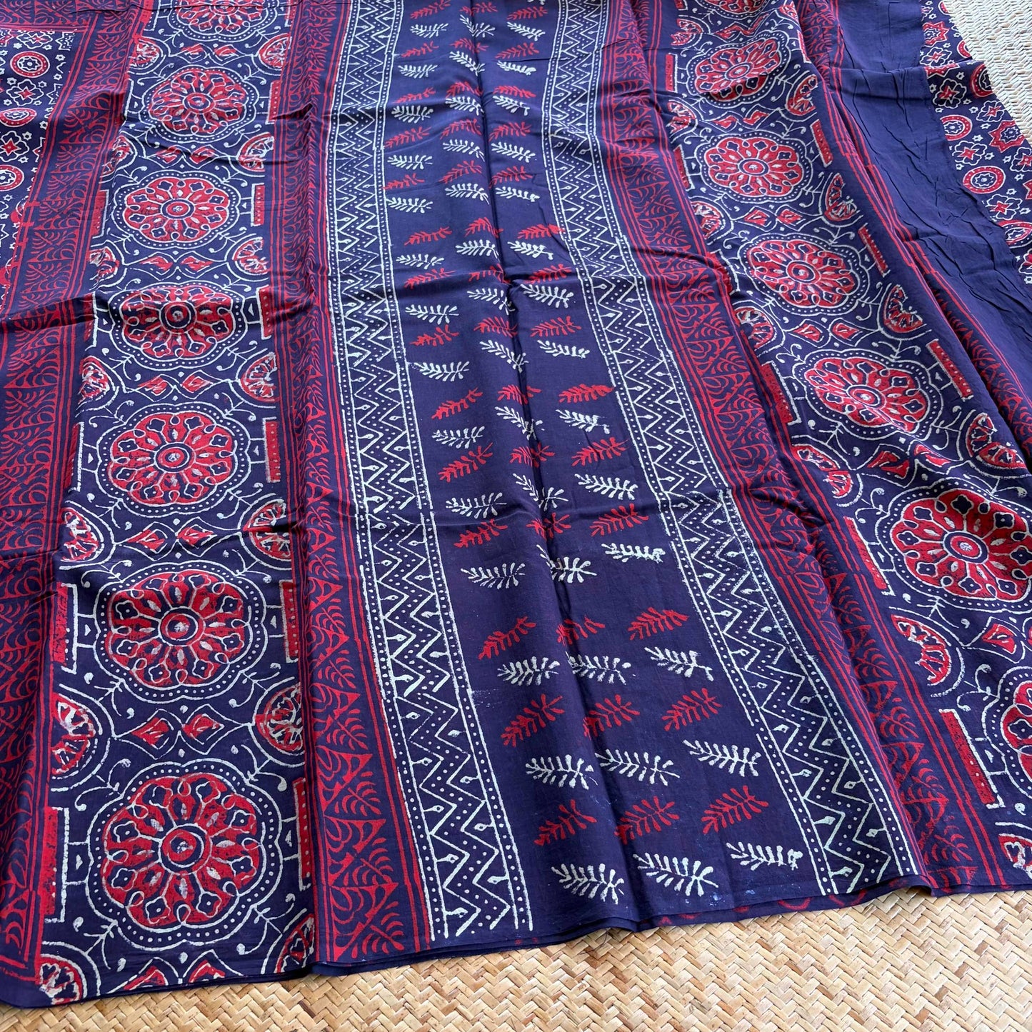 Mul Mul Cotton saree, Hand Block Printed, Purple