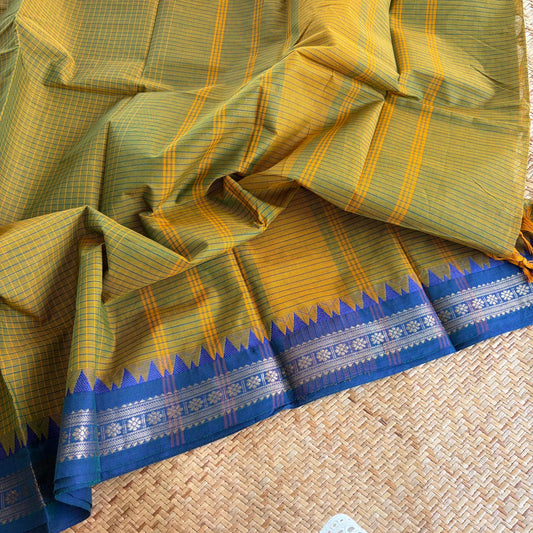 Chettinad Cotton Saree, Olive