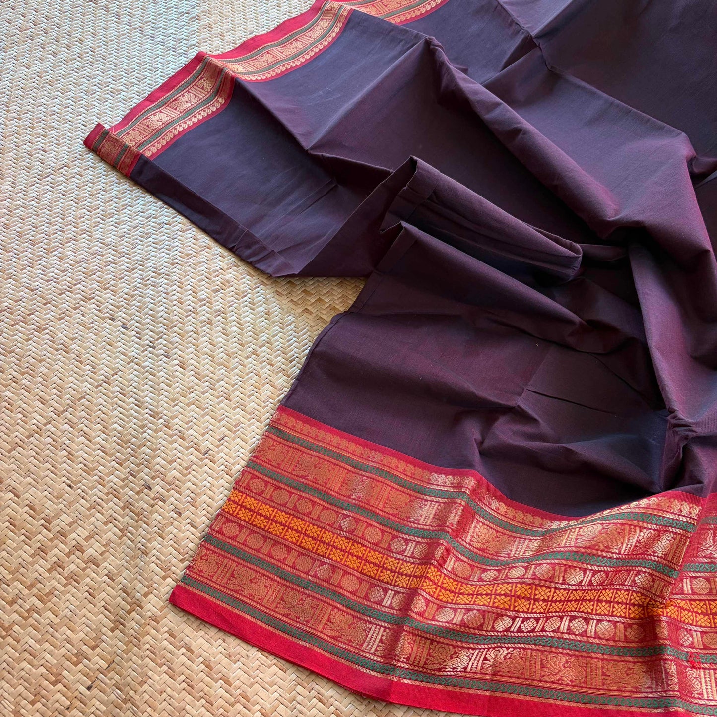Chettinad Cotton Saree, Brown