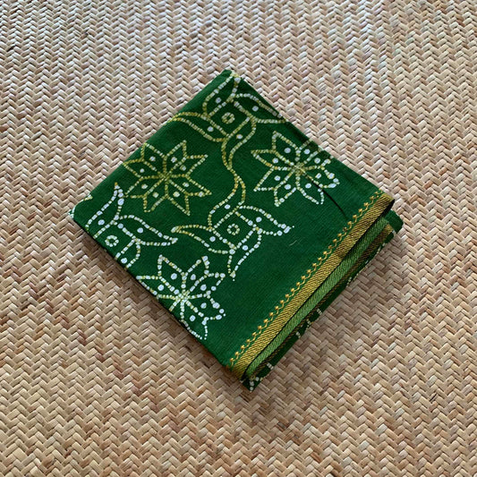 Green Wax Printed Kolam, Cotton Blouse piece