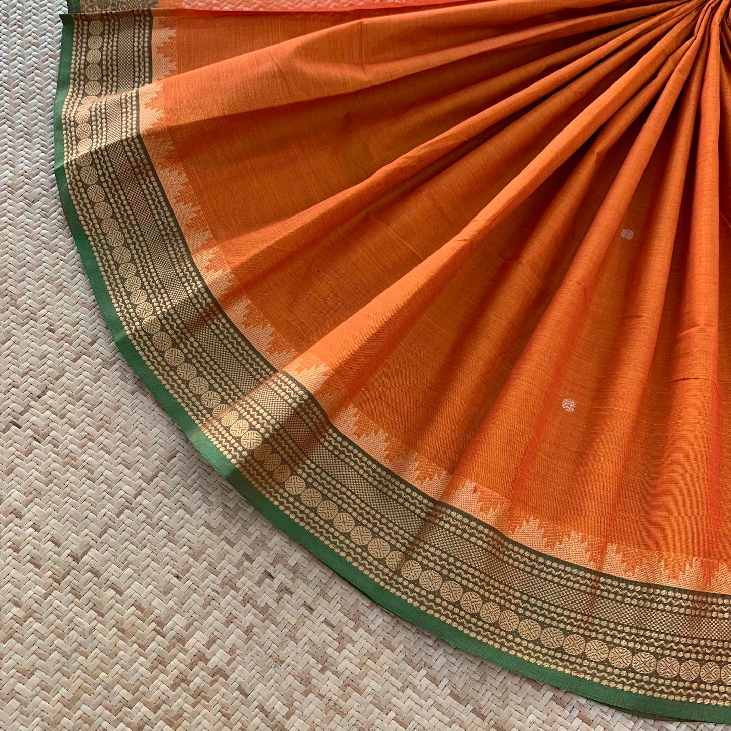 Orange Thread Border, Chettinad Cotton Saree