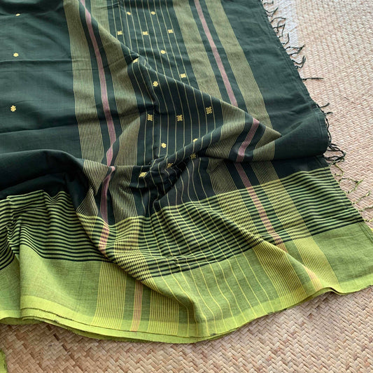 Deepest Green, Hand Woven Cotton Saree