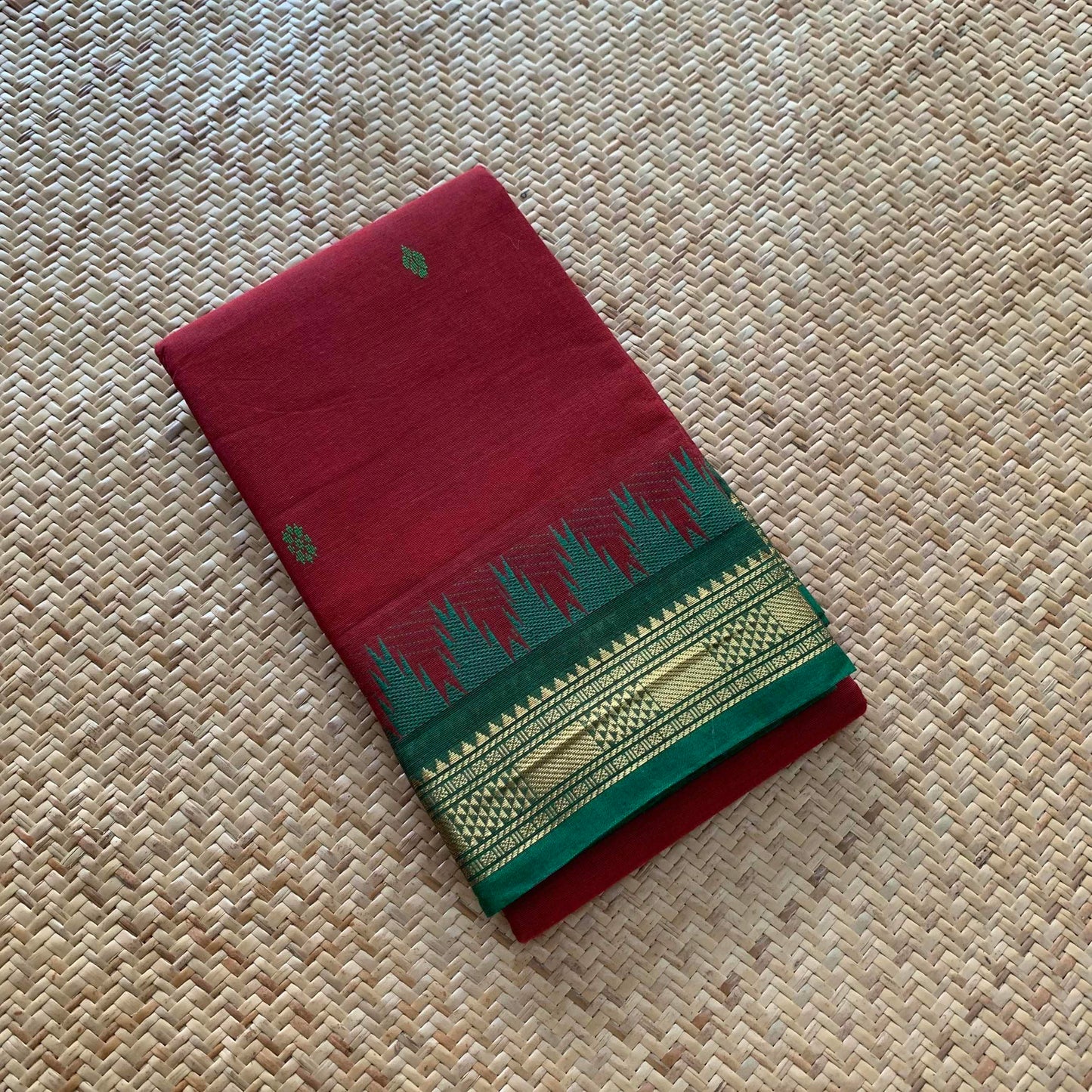 Chettinad Cotton Saree, Maroon Saree With Zari Border