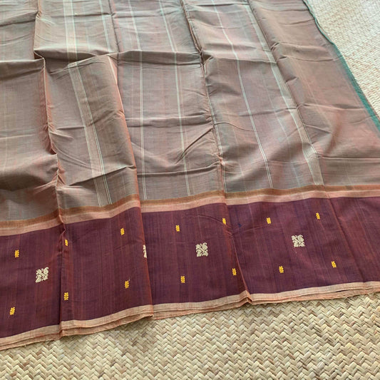 Brown, Hand Woven Cotton Saree