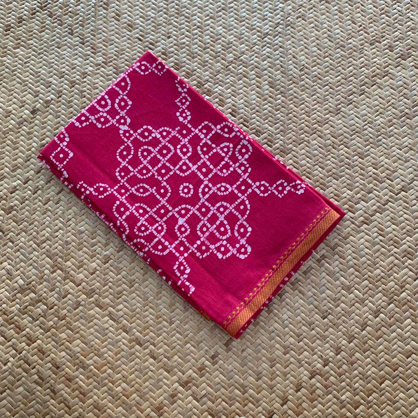 Pink Wax Printed Kolam, Cotton Blouse piece